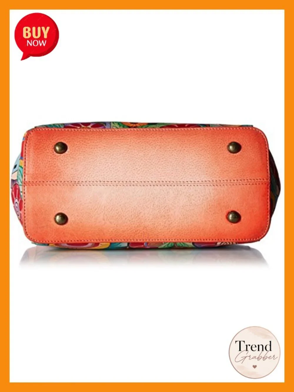 Hand Painted Genuine Leather Small Convertible Tote Satchel w/ Removable
